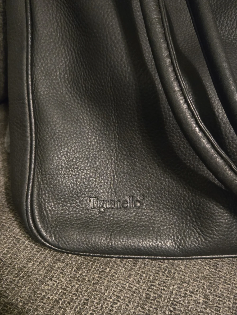 Tignanello Soft Black Leather Shoulder Bag
